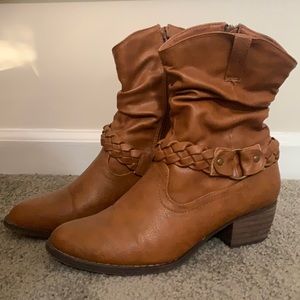 C Label Chestnut Brown Heeled Boots